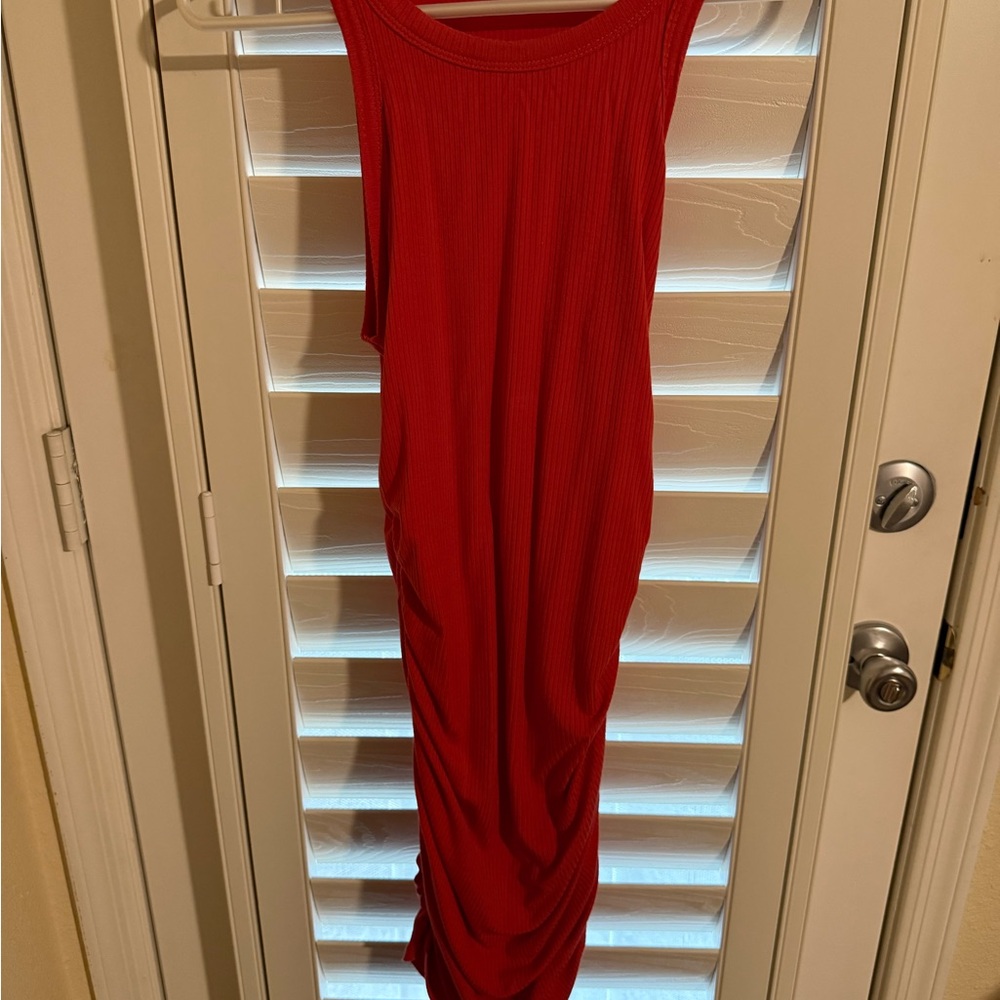 Sleeveless Red Ribbed Bodycon Mini Dress